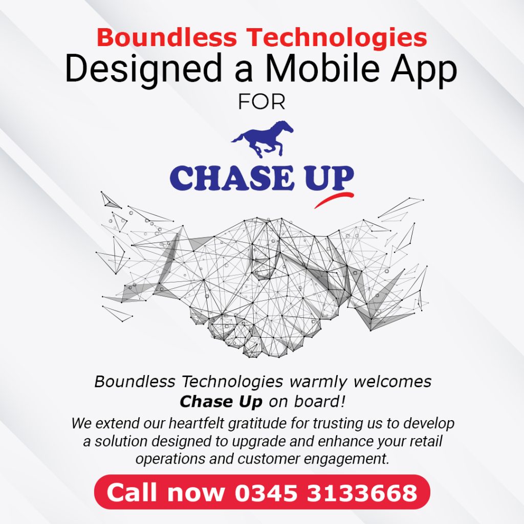 BT Designed a Mobile app for Chase Up Pakistan