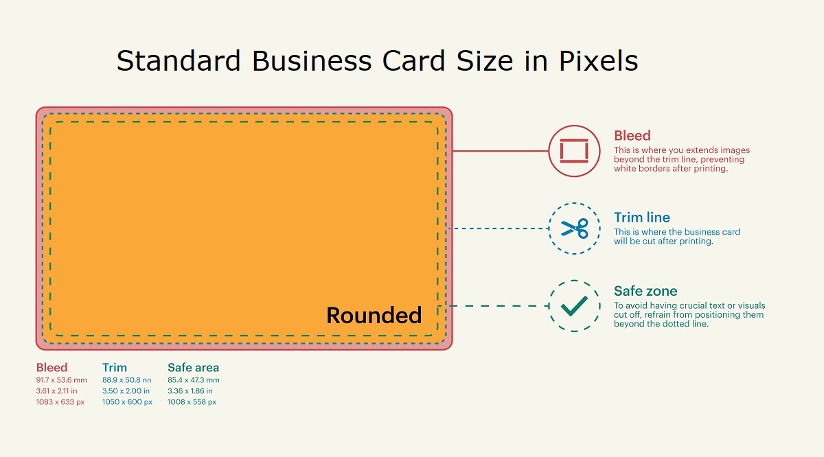 Standard Business Card Size in Pixels