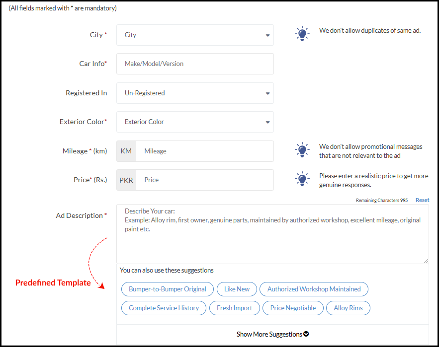 How to Create Free Ad on Pak Wheels