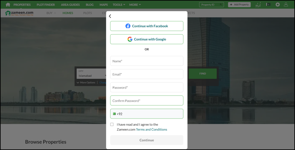 How to Create an Account on Zameen.com