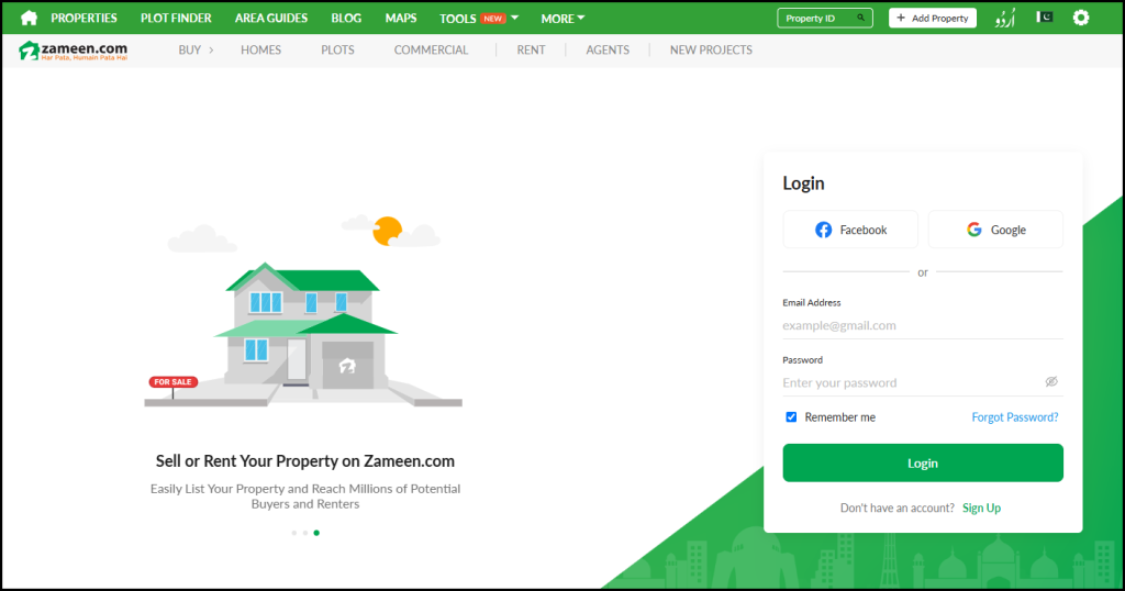 How to Log In an Account on Zameen.com