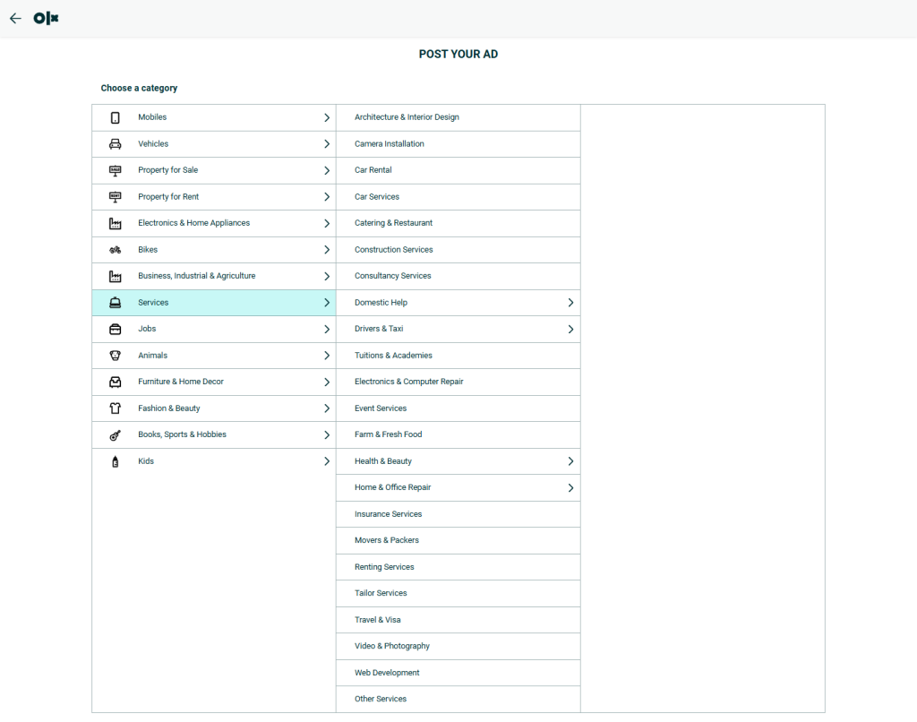 How to Select Sub-Category on OLX for Ad