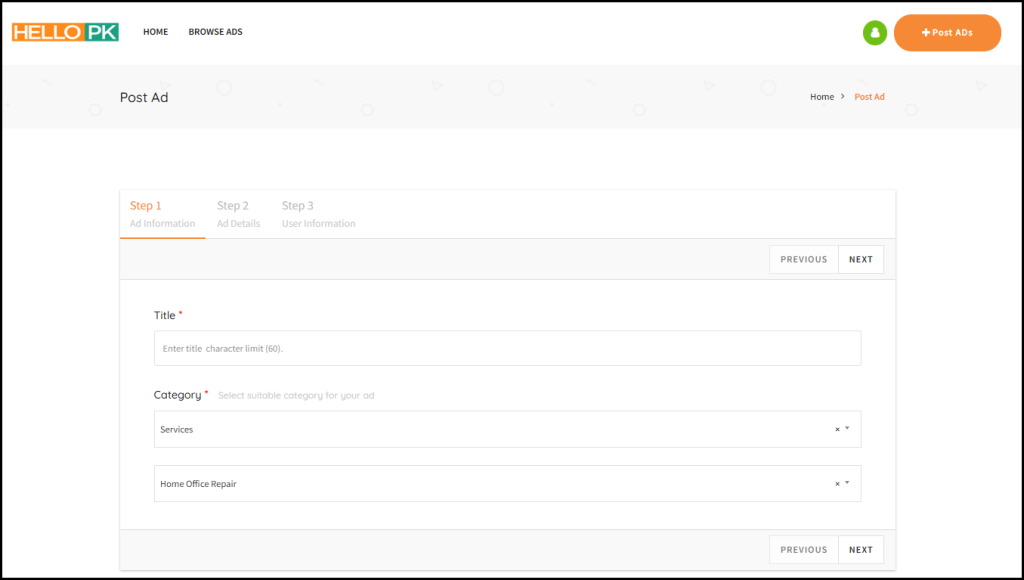 Ad Posting on hellopk