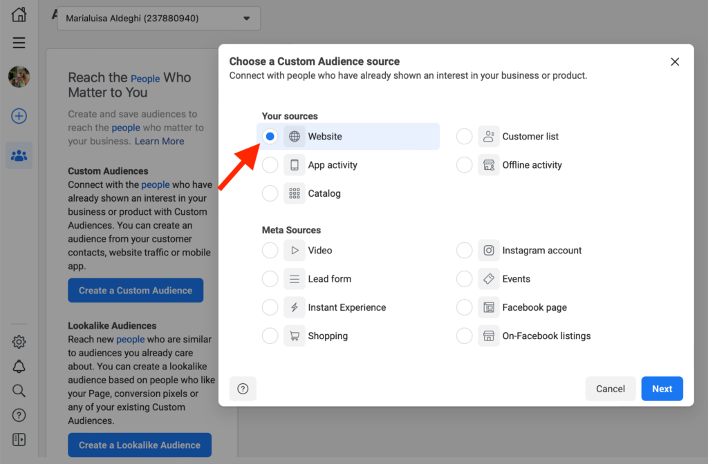 Facebook Audience Source