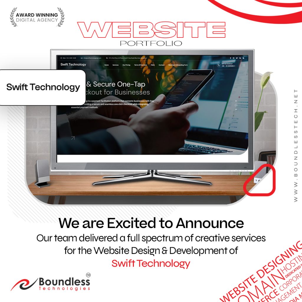 Swift Technology website designed and developed by Boundless Technologies