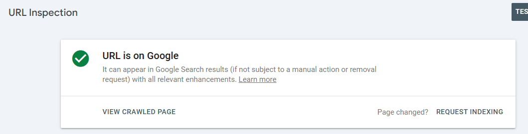 URL is on Google