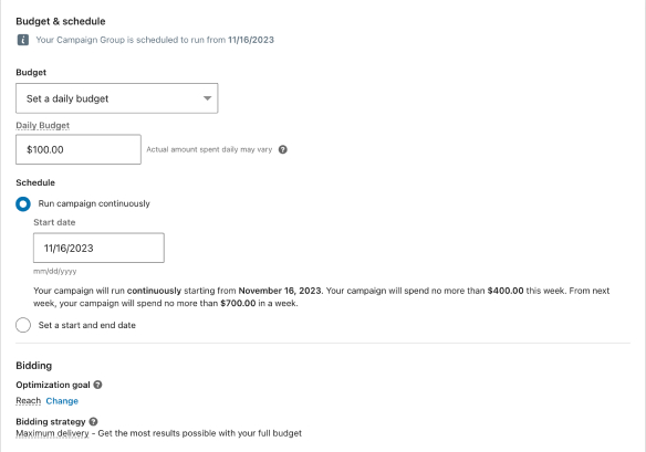 LinkedIn Ads Budget