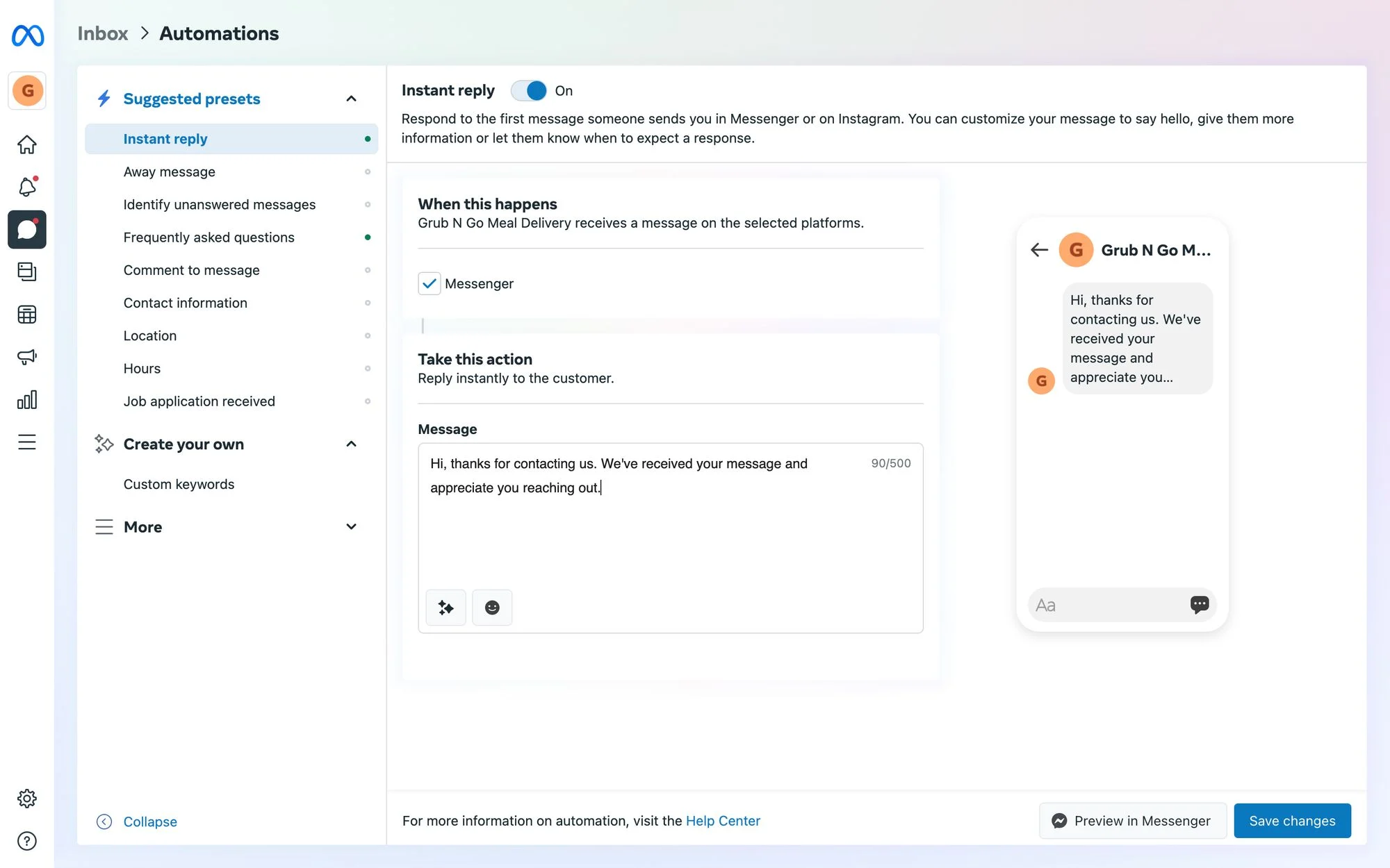 Facebook Automation Message