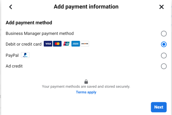 Facebook Ads Payment Method